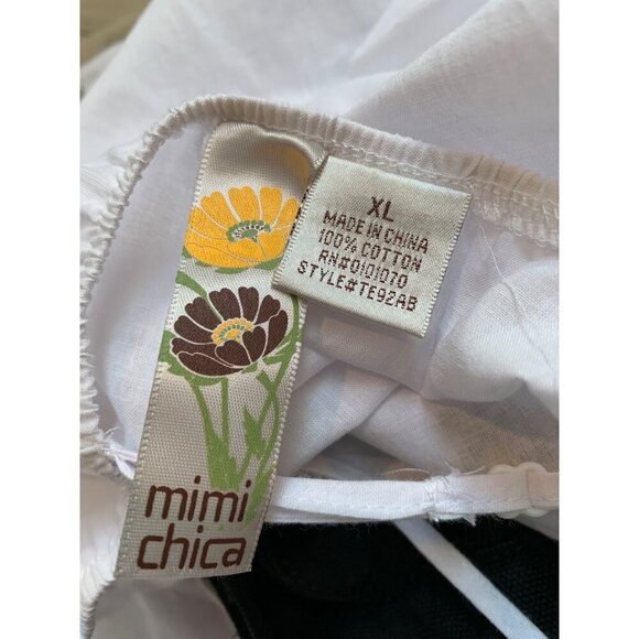 Nordstrom Rack White Embroidered Floral Camisole Top X Large Mimi Chica 100% Cot - Picture 5 of 5